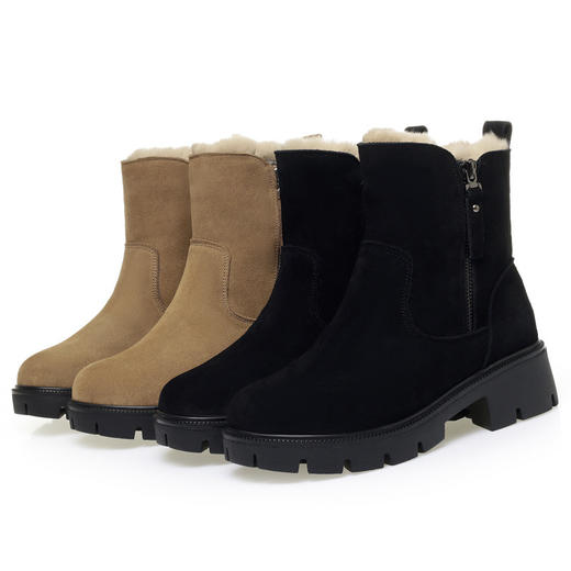 羊毛中跟粗跟牛绒复古短靴单靴棉靴KQ-LY99901 商品图3