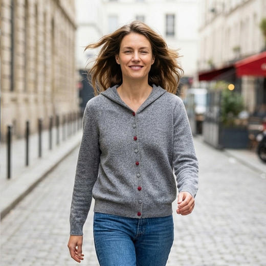 KINGDEER/KD秋冬新款女式休闲羊绒帽衫L805566轻运动/花朵/休闲款鹿王 商品图9