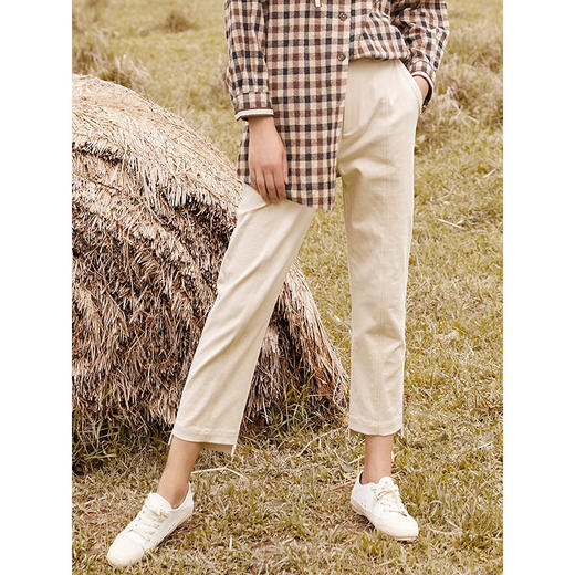 Famecoco范可儿纯棉休闲裤女宽松百搭直筒长裤F205GA026 商品图2