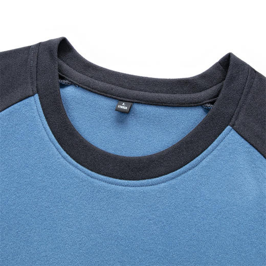 罗蒙春秋男士长袖T恤圆领撞色拼接打底衫百搭舒适弹力男套头t恤 商品图5