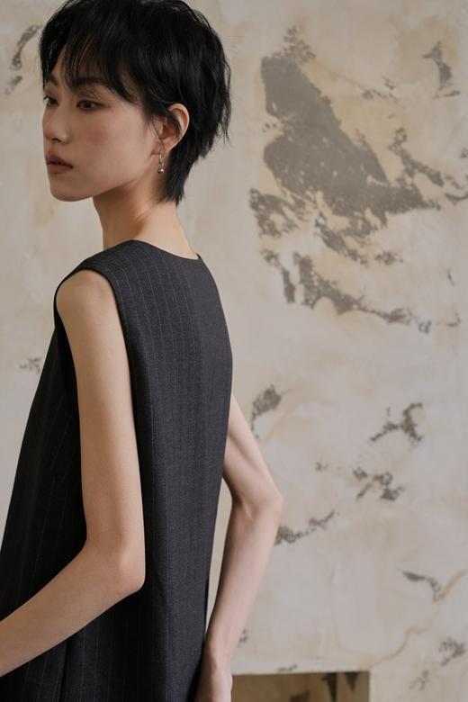 Kai & Kiera 经典条纹垂顺通勤V领气质连衣裙 22046 商品图6