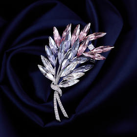 高级感轻奢珠宝款水晶花束麦穗胸针，气质奢华精致大衣外套配饰胸花LY-E-165