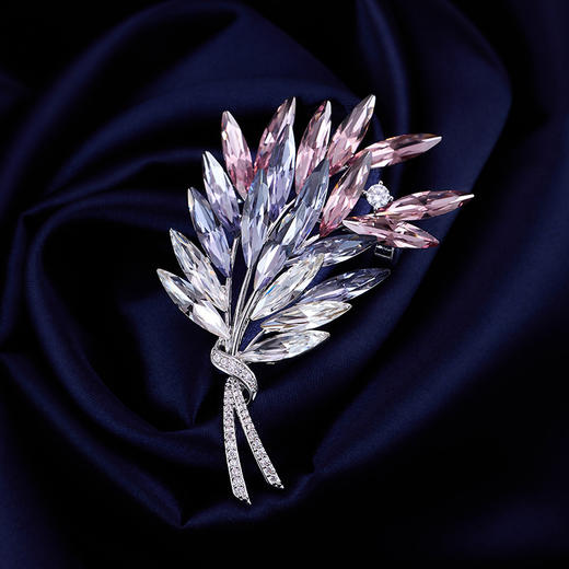 高级感轻奢珠宝款水晶花束麦穗胸针，气质奢华精致大衣外套配饰胸花LY-E-165 商品图0