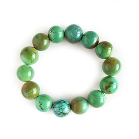 【天然正品】天然收藏级湖北原矿高瓷蓝绿约15.3MM绿松石圆珠手串15.3MM（皆取最大值）060126NJS35