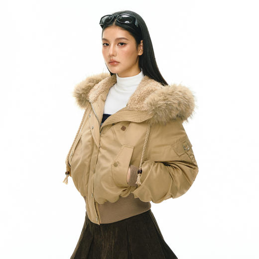 Ariseism 美式复古设计感连帽羽绒服女冬季新款加厚保暖外套 商品图1