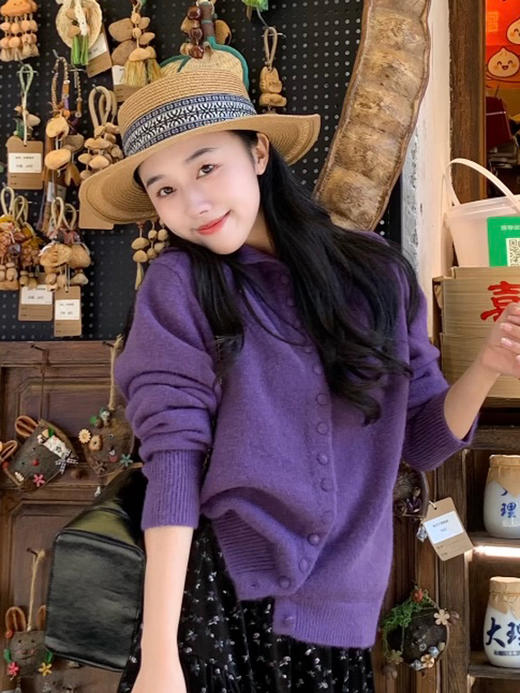 【百图lulu定制】【小汤圆毛衣】可立领 可翻领 长袖 开衫 毛衣外套 商品图8