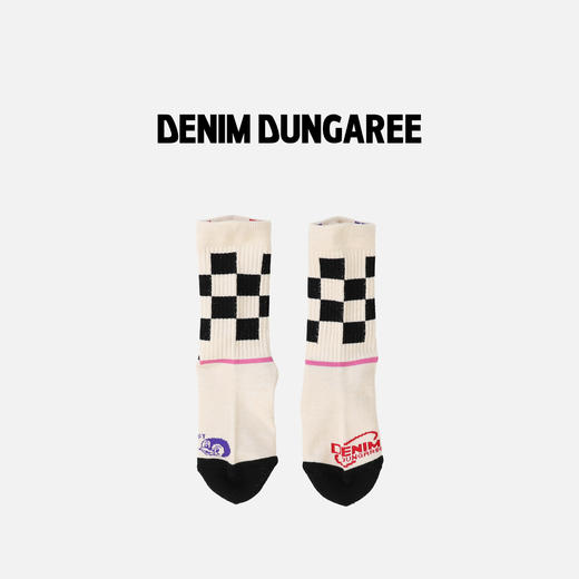 DD日本童装 DENIM DUNGAREE 企鹅 PENNIE 棋盘格拼色短袜 商品图4