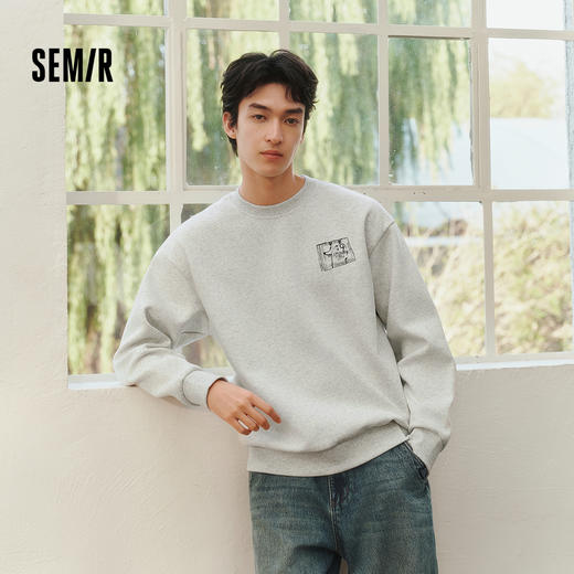 商场同款|森马卫衣男春趣味手绘插画上衣2026新款宽松圆领套头衫 商品图1