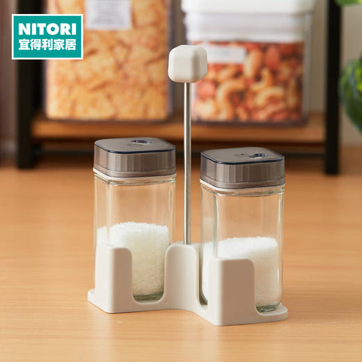 NITORI宜得利家居 厨房分装瓶玻璃瓶附支架方形桌上调料瓶 商品图0