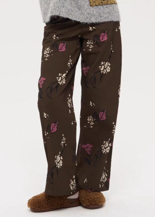 local tag/lt25awk40/夜晚的花园 棉质印花绒感温暖磨毛百搭宽松阔腿裤 商品图0