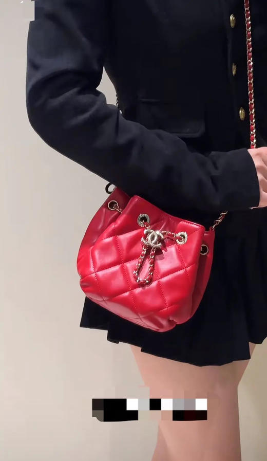 Chanel 红金 羊皮 抽绳 水桶包 商品图2
