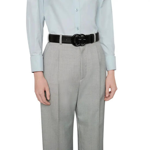 GUCCI 古驰 女士 GG Marmont系列 皮革宽腰带 黑色 400593 18YXV 1000 商品图3