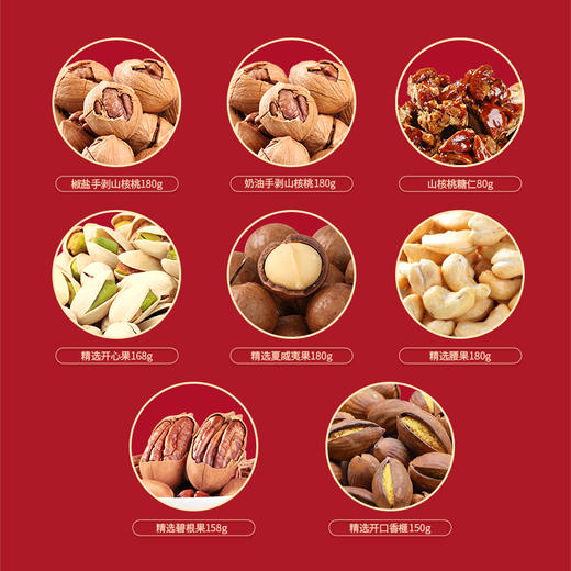 【八星报喜礼盒】汪记山核桃坚果零食大礼包年货坚果礼盒净重1276g 商品图1