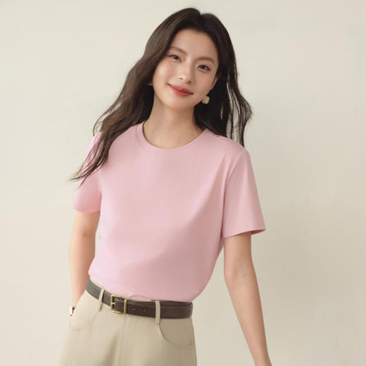 【严选】【满分T】诗凡黎索罗娜百搭圆领T恤2026春季新款多色显瘦内搭短袖7H1400171 商品图4