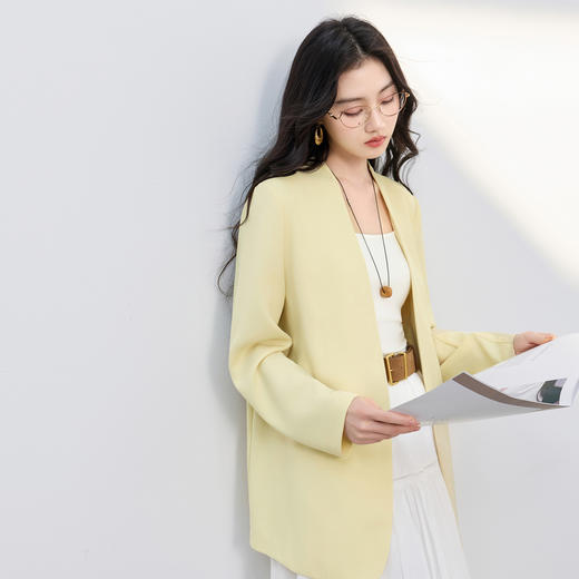 【华尔兹小西装】三彩2026春季新款宽松西服外套通勤简约V领气质M 商品图1