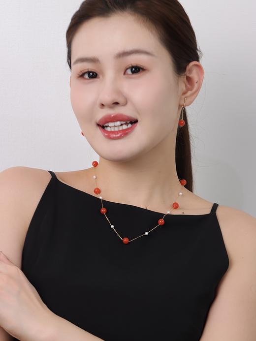 【挚友限定】满天星-18k金南红/天然珍珠项链 4-9mm 商品图3