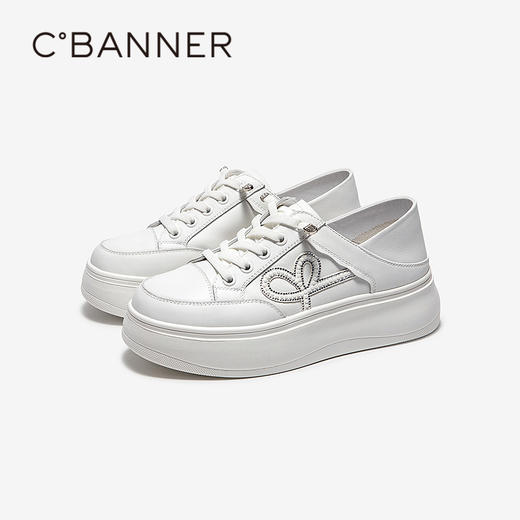 【上新】千百度厚底增高板鞋女2026春季新款时尚休闲鞋透气小白鞋运动鞋A26161123 商品图0