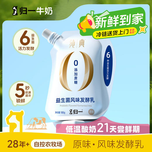 【预售】归一纯典益生菌风味发酵乳低温酸奶180g*12袋原味【7天内发货】 商品图0