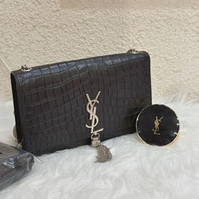 YSL kate 中号 黑色 流苏 鳄鱼压纹  斜挎包