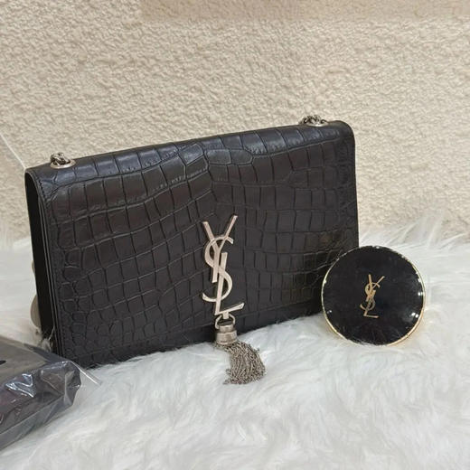 YSL kate 中号 黑色 流苏 鳄鱼压纹  斜挎包 商品图0