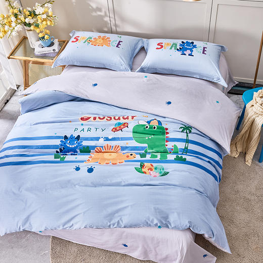 多喜爱卡通全棉印花三/四件套【新疆棉】【芬纳诺抗菌】【宽边枕套】柔软亲肤吸湿透气不易褪色 小象多比/小恐龙派对/甜梦花园/萌萌小可爱/快乐小狗/快乐池塘/卡皮巴拉/怪兽派对/早安喵呜 商品图7