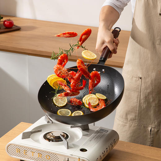 中华精铁炒锅+汤锅+平底锅+2个锅盖到手五件套！传统压纹锻打 0涂层 不粘不锈 清洗超方便 商品图2