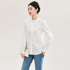 「高货wl」全新升级【铂金会员293/天猫389/差价96】(72606)洛诗琳法式棉麻刺绣上衣2026春季减龄气质木耳边衬衫