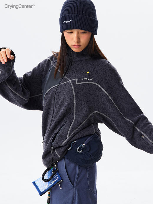 CryingCenter秋冬户外阳离子粗针抓绒分割夹克外套开衫抗起球中性 商品图2