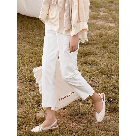 Famecoco范可儿纯棉休闲裤女宽松百搭直筒长裤F205GA026 商品图1