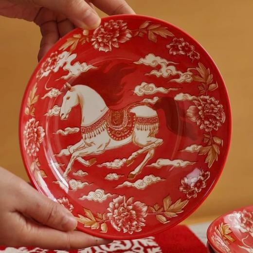 共禾京品·马年新春餐具套装 | 新年祥马献瑞设计，国潮釉下彩骨瓷餐具 商品图2