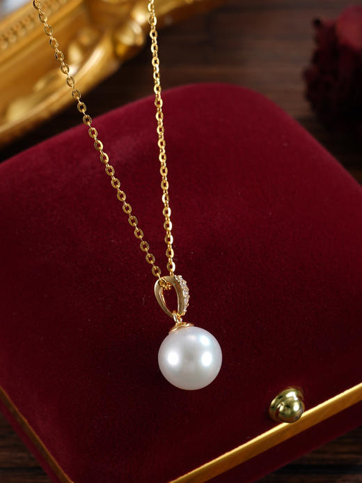 子佩集【月河星野】银S925珍珠惜王妃套链【P3028】9mm珠双色吊球V字2601 商品图4