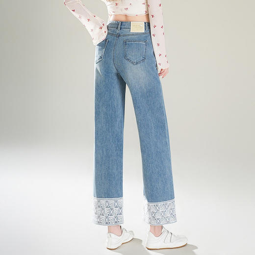 「自」全新升级【铂金会员174/天猫229/差价55】(02127)洛诗琳直筒拼接牛仔裤2026春季高腰显瘦设计感九分裤 商品图3