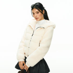 Ariseism 美式复古泰迪摇粒绒连帽羽绒服女冬季新款加厚保暖外套