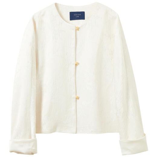 三彩【月下花影】2026春季新款新中式提花外套圆领开衫宽松C 商品图4