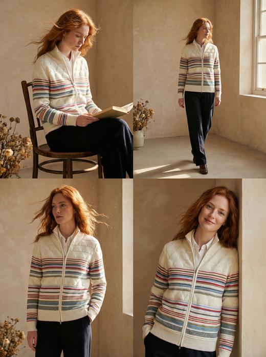 KINGDEER/KD秋冬新款休闲女式长袖半高领开衫羊绒衫L805696复古奶奶风鹿王 商品图3