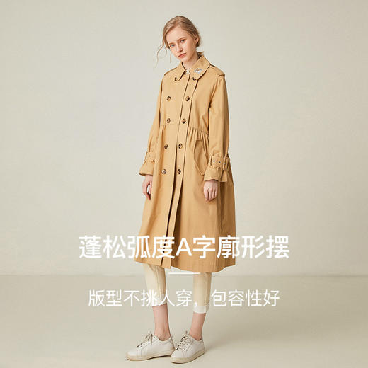 Famecoco范可儿风衣春秋女士中长款宽松休闲卡其色外套F195AA007 商品图1