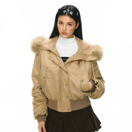 Ariseism 美式复古设计感连帽羽绒服女冬季新款加厚保暖外套 商品图0