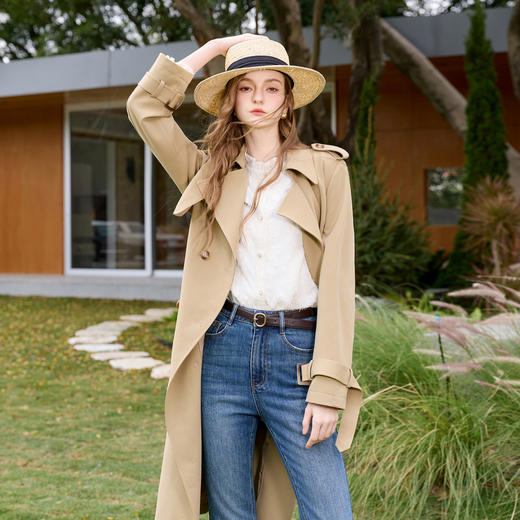 三彩2026春季新款剪花提花宽松衬衫小衫木耳边花边立领衬衣M 商品图2