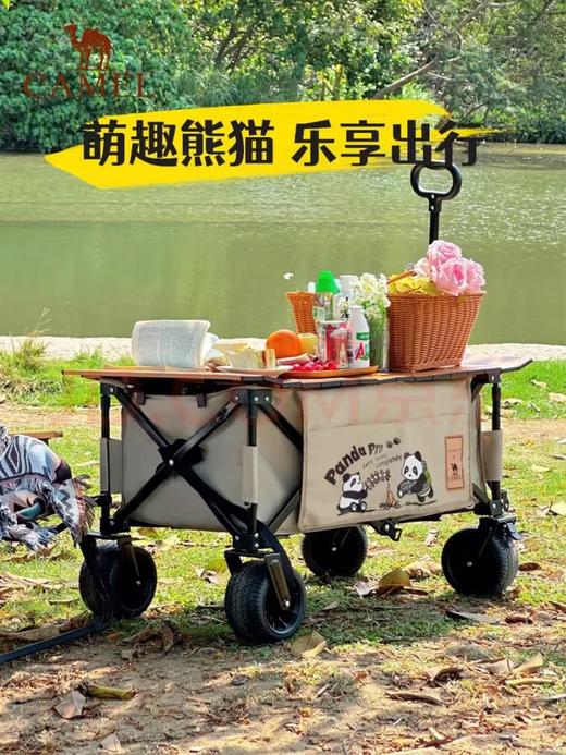 【金皇会员449金币专享】CAMEL熊猫营地车露营野餐拖车买菜溜娃遛狗车聚拢带刹车可躺旅行推车 商品图3