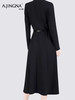 【飘带领】阿菁娜冬季新款飘带领收腰连衣裙酒红复古黑简约一键切换多场合穿搭F31C212006 商品缩略图3