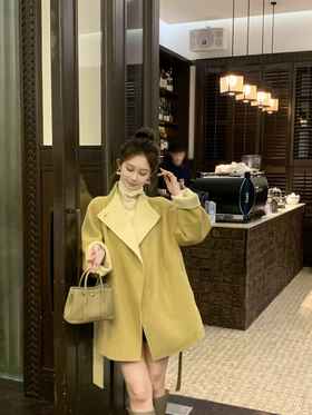 现货【冬日爱丁堡】秋冬新高级气质双拼色澳绒手工双面尼大衣