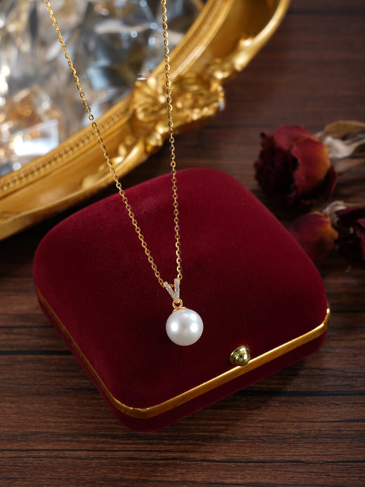 子佩集【月河星野】银S925珍珠惜王妃套链【P3028】9mm珠双色吊球V字2601 商品图8