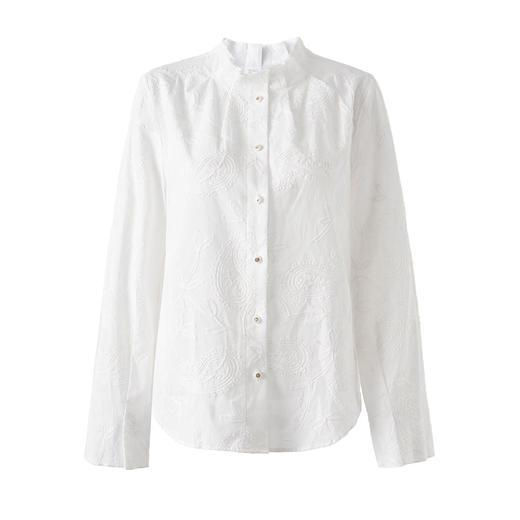 「高货wl」全新升级【铂金会员293/天猫389/差价96】(72606)洛诗琳法式棉麻刺绣上衣2026春季减龄气质木耳边衬衫 商品图4