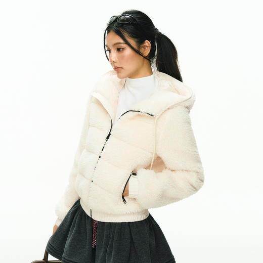 Ariseism 美式复古泰迪摇粒绒连帽羽绒服女冬季新款加厚保暖外套 商品图2