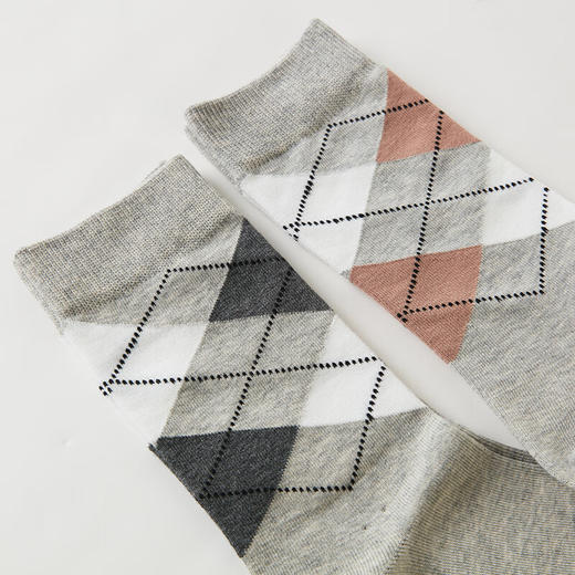 NITORI宜得利家居 百搭透气吸汗简约纯色菱格袜子男士中筒袜纯色船袜 商品图7