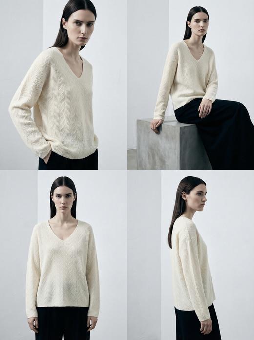 【咕咕同款】KINGDEER/KD秋冬新款女式V领慵懒休闲羊绒衫 约170g L805511经典基本款/气质款/100%山羊绒鹿王 商品图3