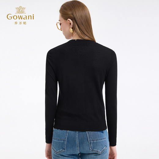 【100%绵羊毛】乔万尼新品冬miu系知识分子风圆领羊毛小开衫ED4M807 商品图6