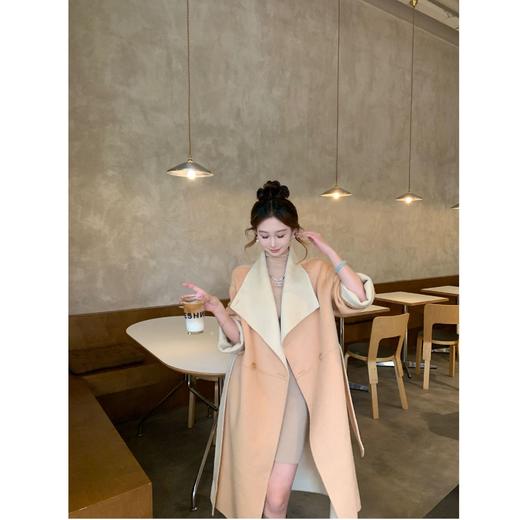 现货 【都灵大衣】100澳毛 秋冬新高级气质双色双穿澳毛手工双面尼大衣 商品图5