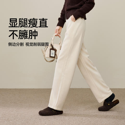 【厚绒-醋酸羊毛-弯刀裤】逸阳冬季新款高腰显瘦加绒休闲阔腿宽松裤子1837 商品图5