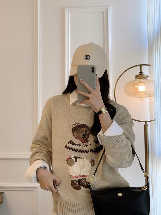 120-1 小马北欧风 棉质小熊 卷边针织毛衣 商品图3